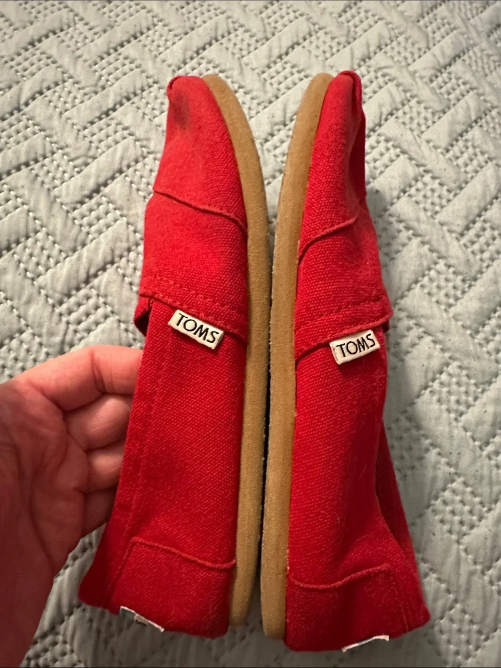 Toms Red Canvas Slip-On Flats - Women's size 8.5